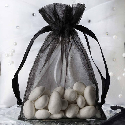 10 Pack 4"x6" Black Organza Drawstring Wedding Party Favor Gift Bags